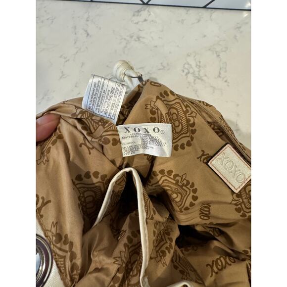 Vintage XOXO Y2K faux leather shoulder hobo bag knotted handles shimmery white - Picture 14 of 16
